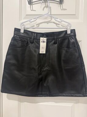 Abercrombie & Fitch Black Faux Leather Mini Skirt
